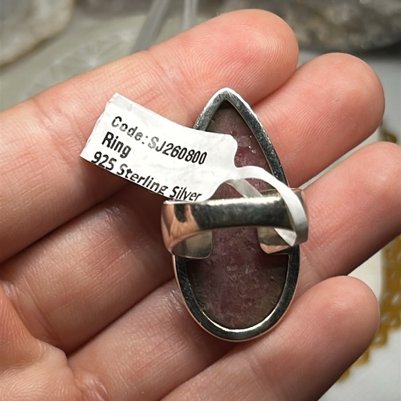 Teardrop Rhodonite 925 ring - Picture 4 of 6
